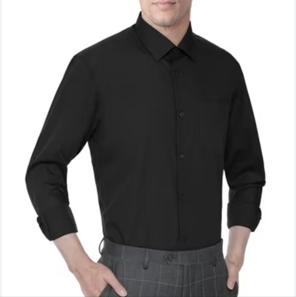 Men's Black Long-Sleeve Dress Shirt — Tailored Classic  Box-i